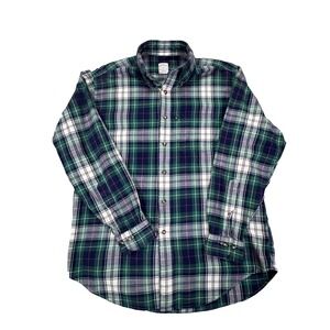 Brooks Brothers‎ 346 Mens M Green Navy Plaid Flannel Button Up Shirt